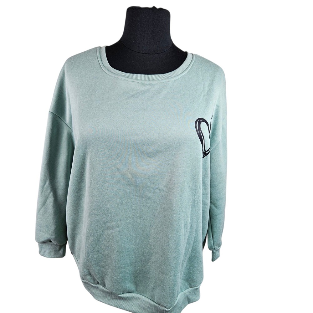 Shein Curve Womens Plus Size‎ 6X Pullover Sweatshirt Green Heart Graphic Top